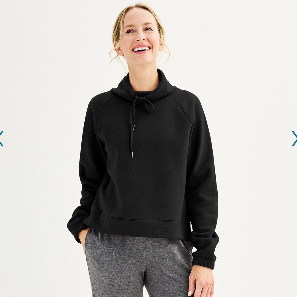 Black Athletic Sweatshirt with Scuba Neck Hood